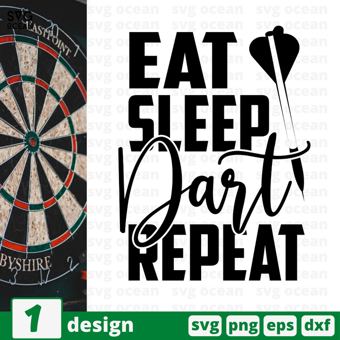 Eat Sleep Dart Repeat SVG vector bundle - Svg Ocean