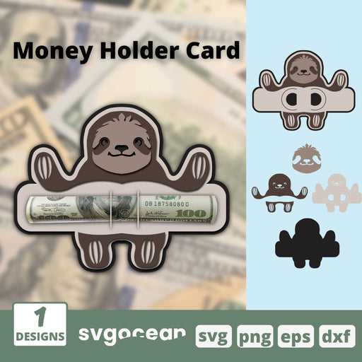 Sloth Money Holder Card SVG - Svg Ocean