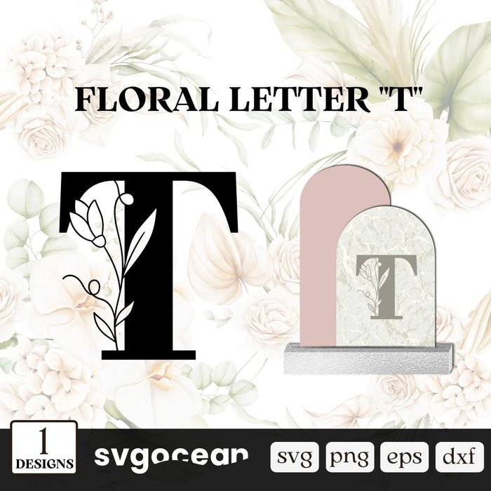 Herbal Letter T SVG - Svg Ocean