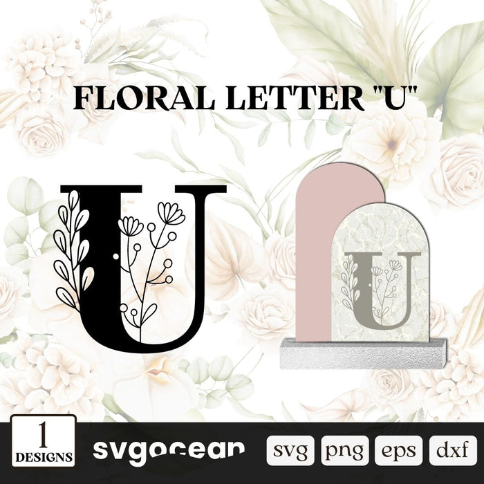 Floral Letter U SVG - Svg Ocean