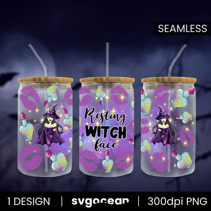 Resting Witch Face Can Glass PNG - Svg Ocean