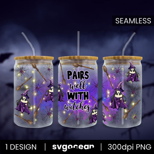 Pairs Well With Witches Can Glass PNG - Svg Ocean