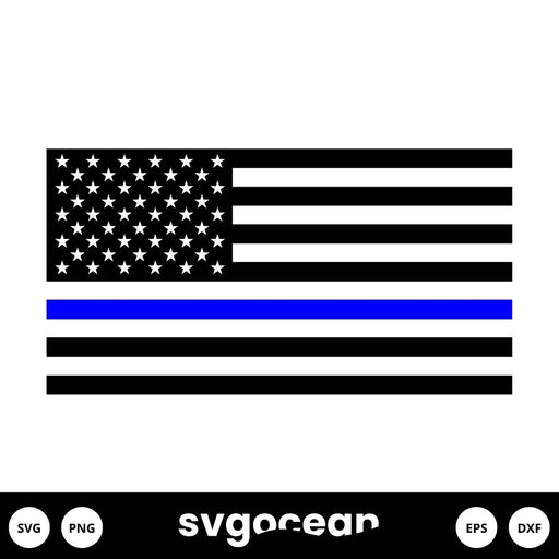 Thin Blue Line Flag SVG Free - Svg Ocean