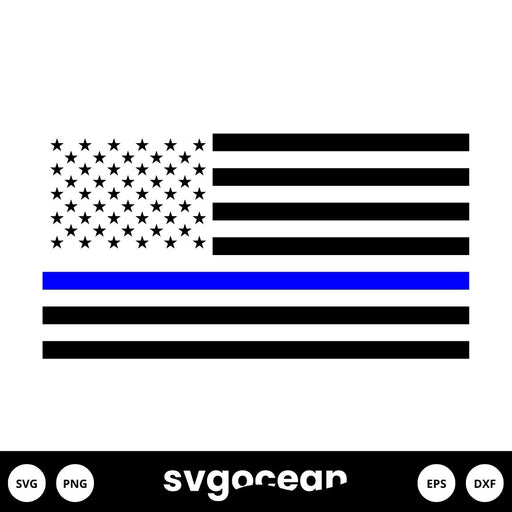 Thin Blue Line Flag SVG - Svg Ocean