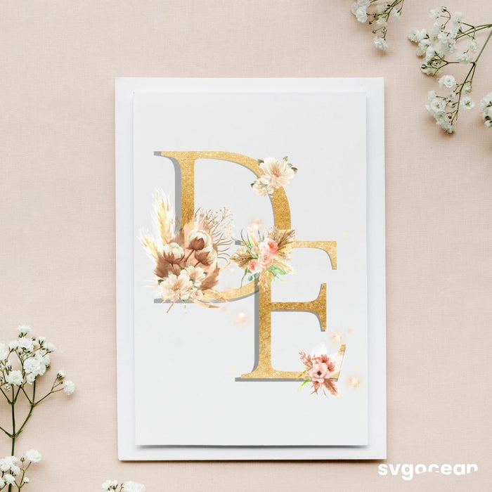 Boho Floral Letters Watercolor Clipart Bundle - Svg Ocean