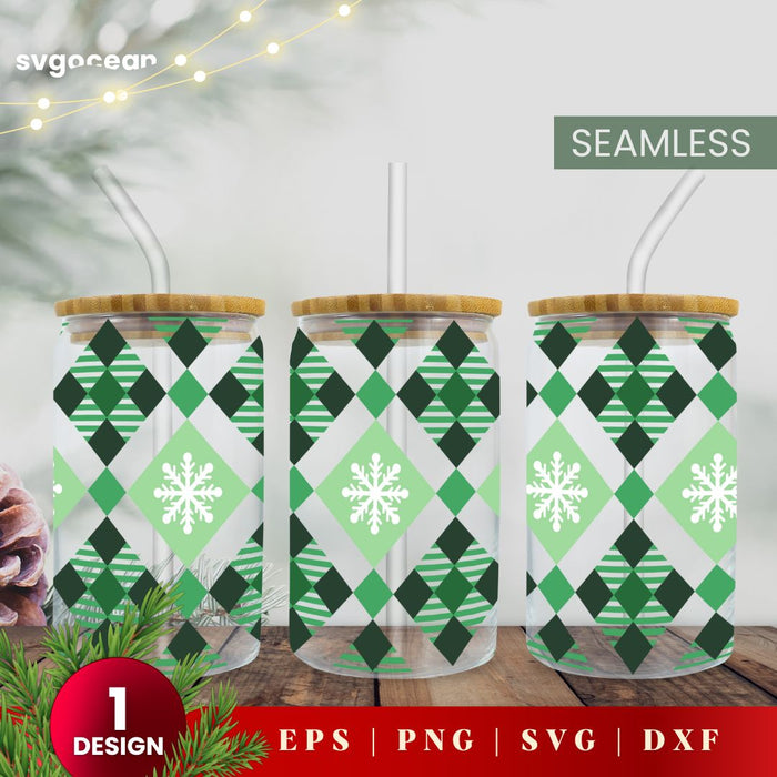 Christmas Pattern Can Glass - Svg Ocean