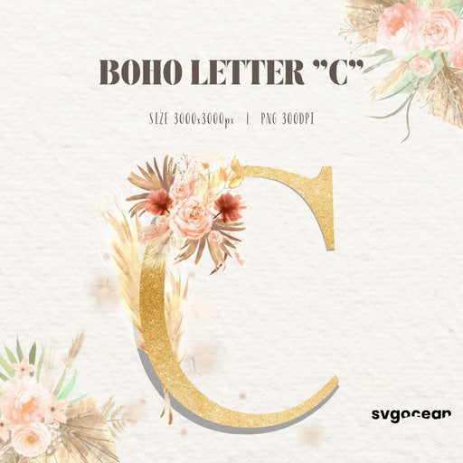 Boho Wedding Letter C - Svg Ocean