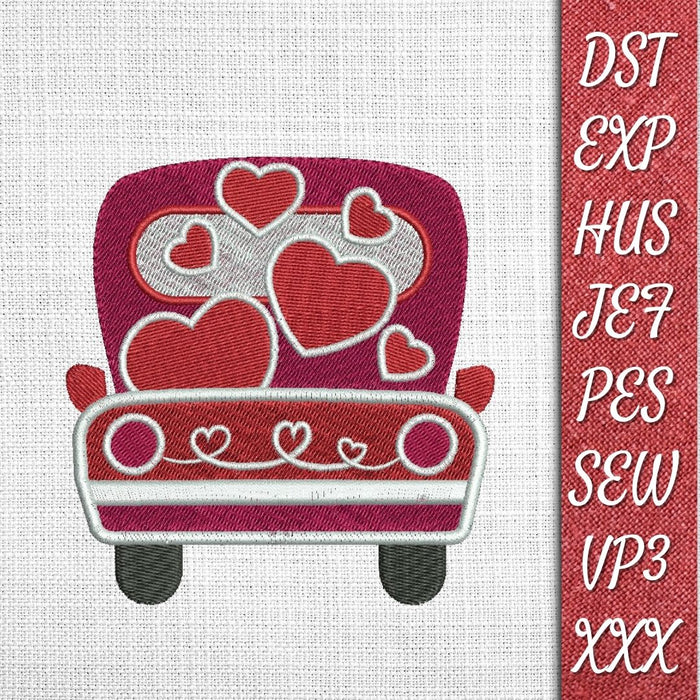 Valentines Day Truck 2 Embroidery Designs - Svg Ocean