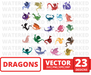 Dragons SVG bundle vector for instant download - Svg Ocean