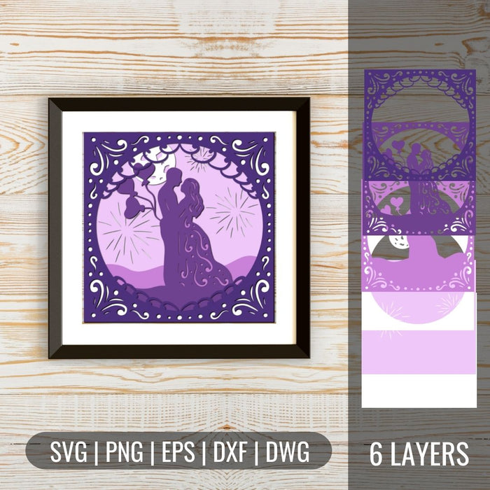 3D Wedding Shadow Box 1 SVG - Svg Ocean