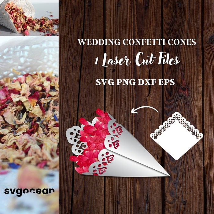 Wedding Confetti Cones SVG Bundle - Svg Ocean