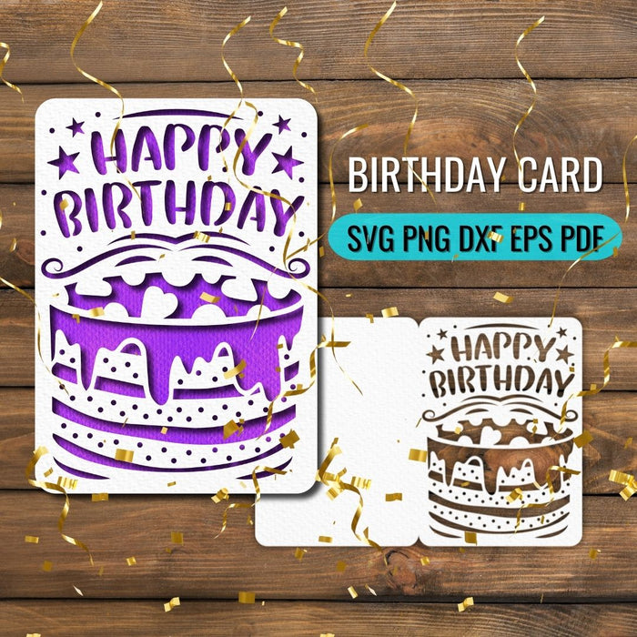 Birthday Cake Card Papercut SVG - Svg Ocean