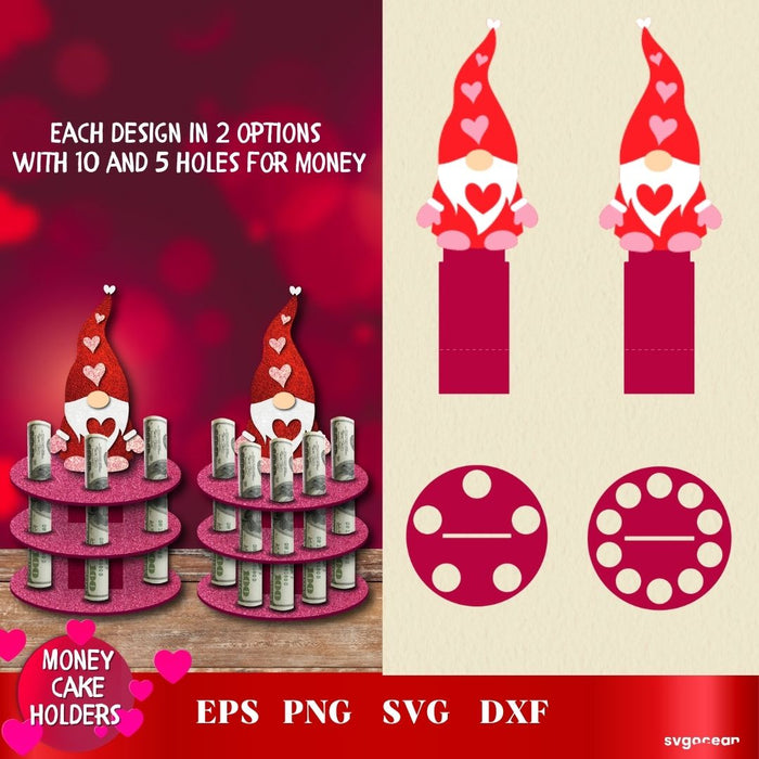 Valentines Day Gnome Money Cake SVG - svgocean