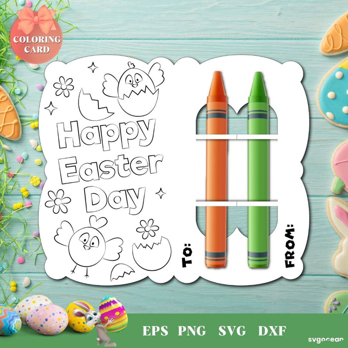 Happy Easter Coloring Card SVG - svgocean