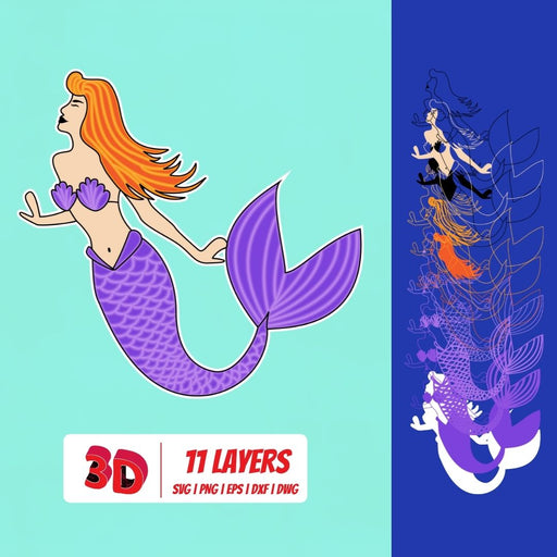3D Mermaid 3 SVG Cut File - Svg Ocean