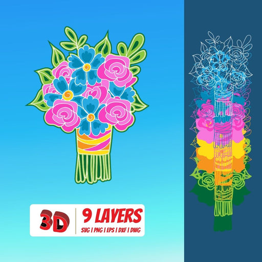 3D Bouquet 5 SVG Cut File