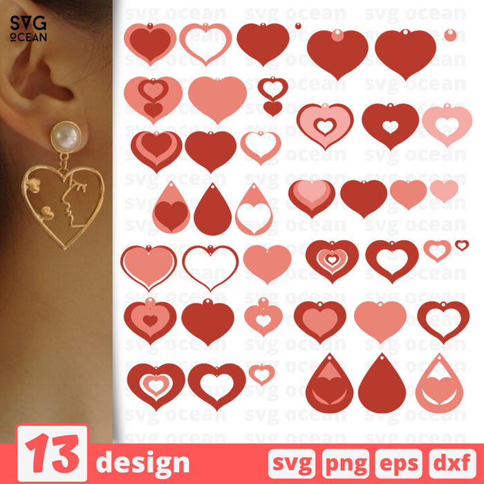 Heart shaped earrings svg