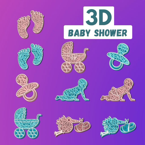 3D Baby Shower SVG Bundle - Svg Ocean