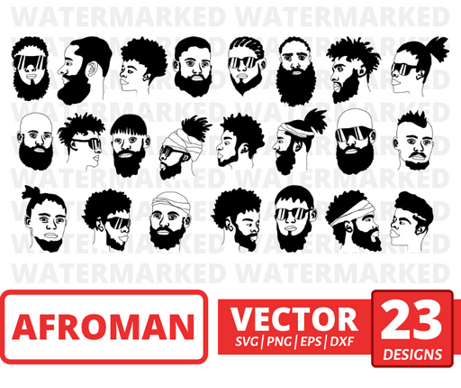 Afro man SVG vector bundle - Svg Ocean