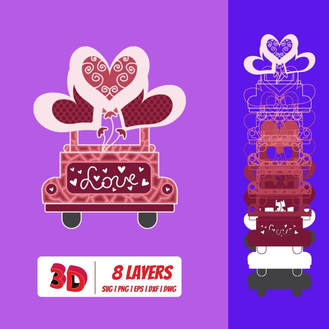 FREE 3D Valentines Day Truck SVG Cut File - Svg Ocean — svgocean