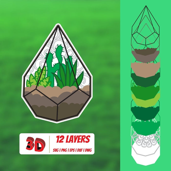 Free 3D Succulents SVG Cut File