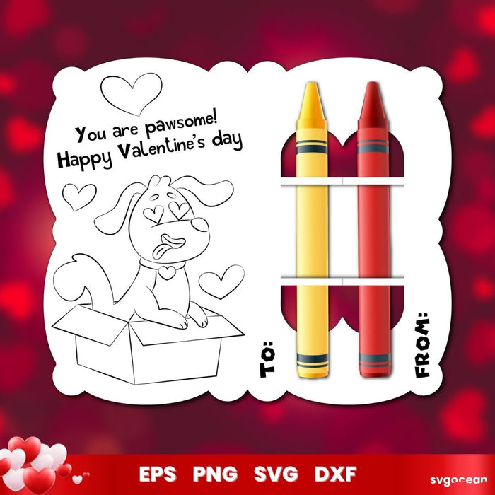 Valentines Day Dog Coloring Card Svg Bundle - svgocean