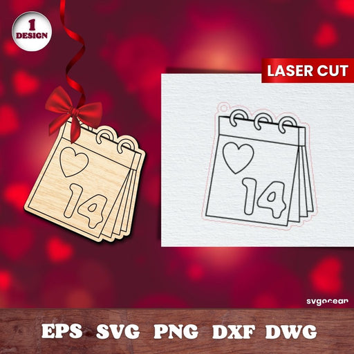 Valentines Calendar Gift Tags Laser Cut - svgocean