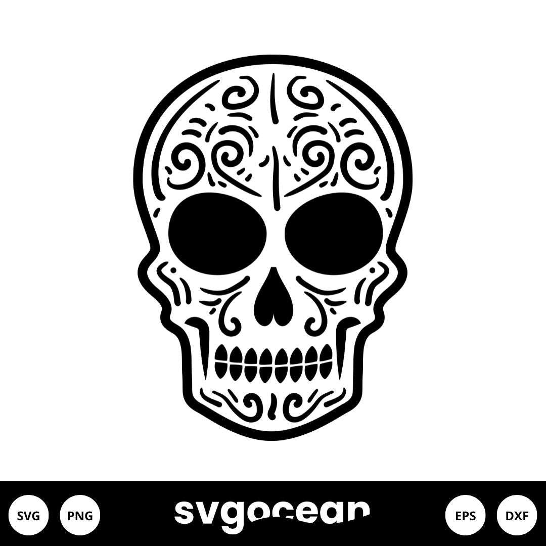 Sugar Skull, Svg Png Dxf Eps Digital Download - free svg files for cricut