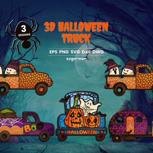 3D Halloween Truck SVG Bundle - Svg Ocean