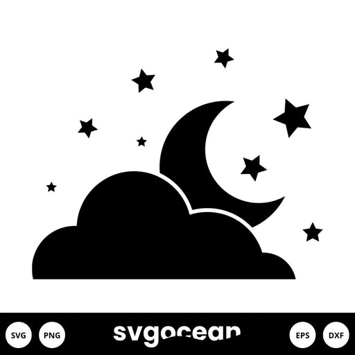 Moon And Stars Svg - Svg Ocean
