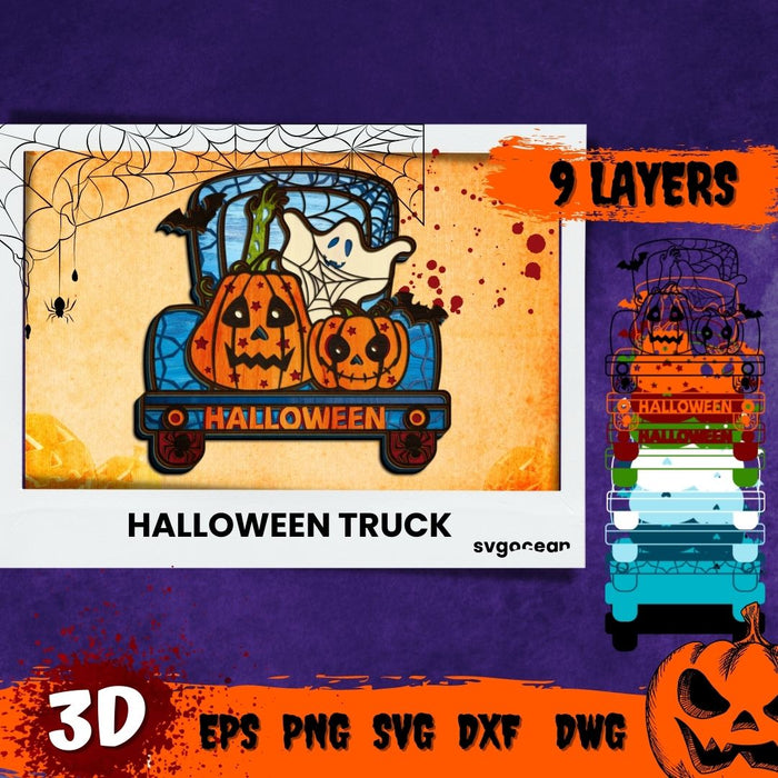 Layered Halloween Truck Svg - Svg Ocean