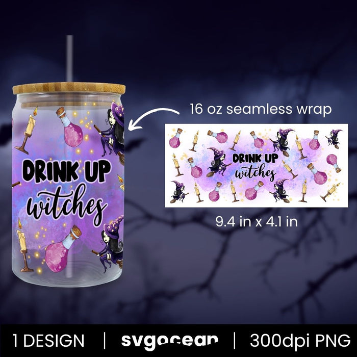 Drink Up Witches Can Glass PNG - Svg Ocean
