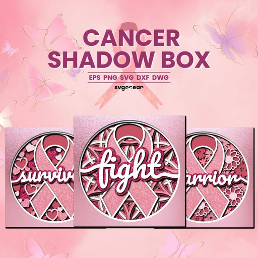 Breast Cancer Layered Shadowbox - Svg Ocean