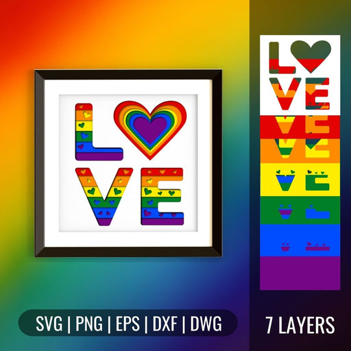 FREE Pride Love Shadowbox SVG - Svg Ocean