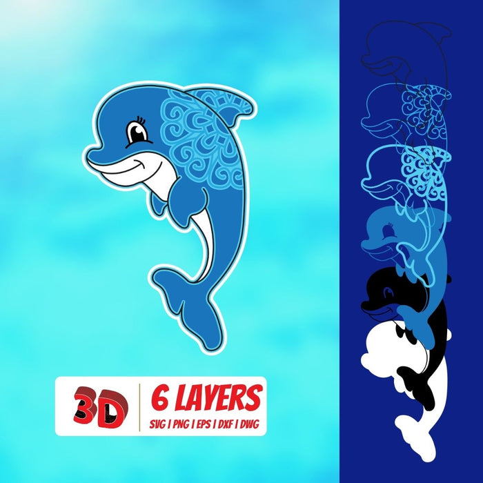 3D Dolphin SVG