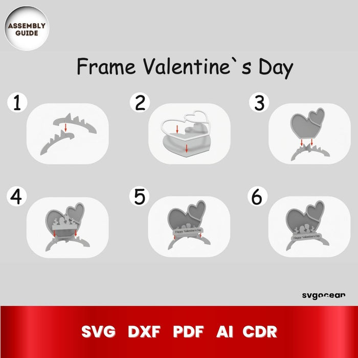 Valentines Day Photo Frame Multilayered Laser Cut File - svgocean