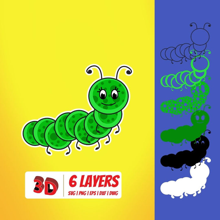 3D Caterpillar SVG