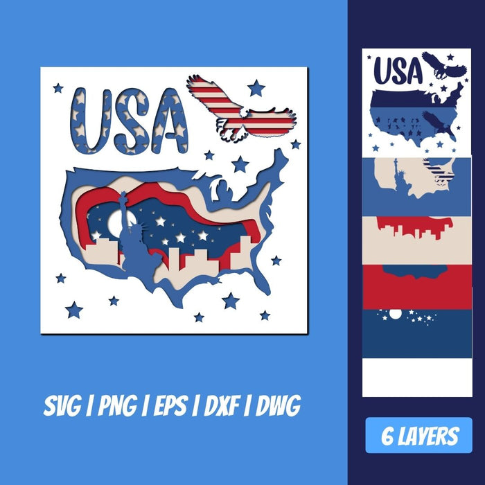 USA Shadow Box - Svg Ocean