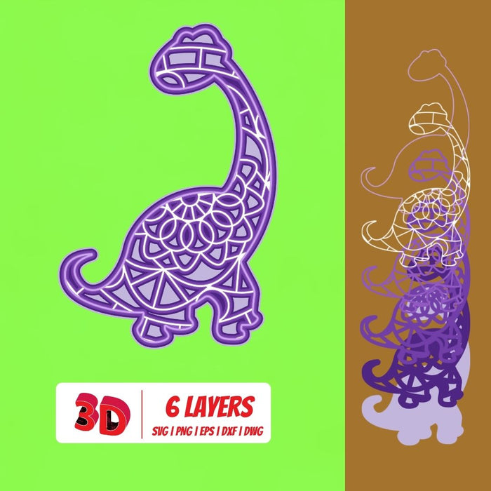 Dinosaurs 1 3D Layered SVG Cut File - Svg Ocean