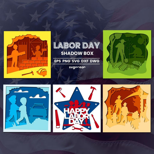 Labor Day Shadow Box Svg Bundle - Svg Ocean