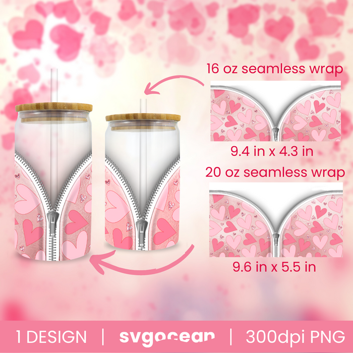 Glass Can Wrap Valentine's Sublimation - svgocean