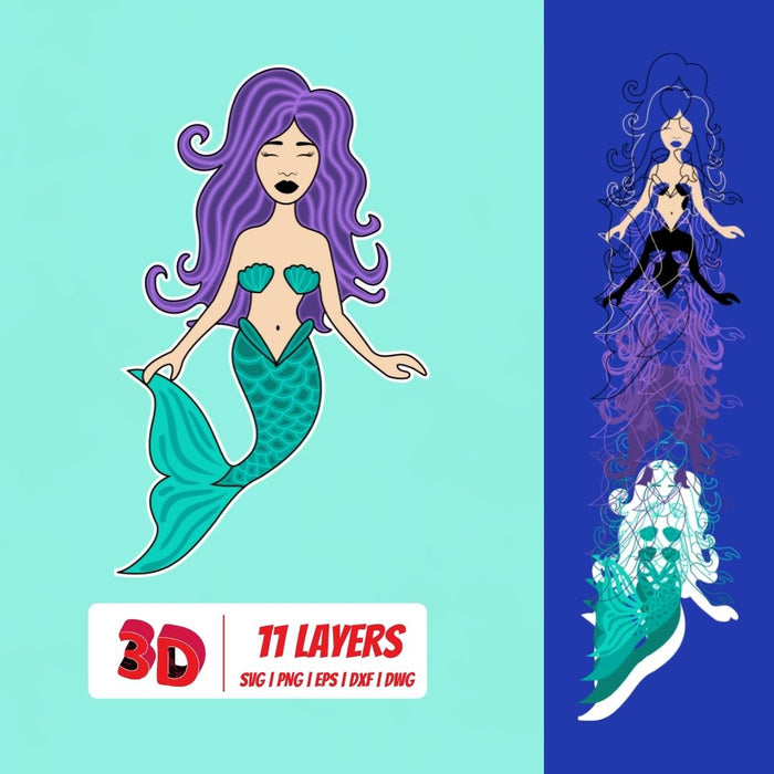 3D Mermaid 2 SVG Cut File - Svg Ocean