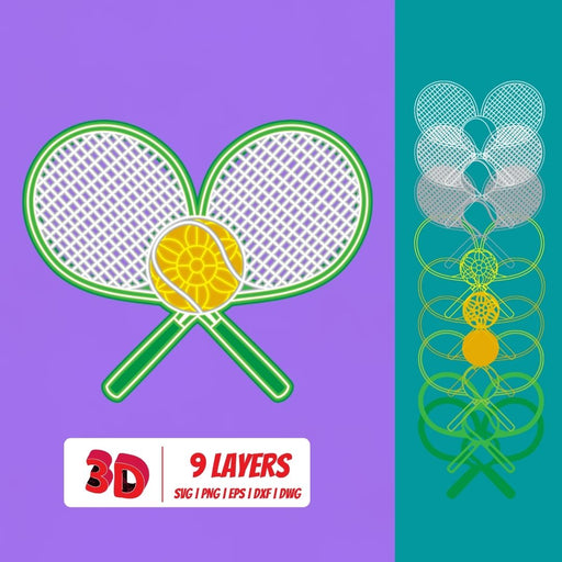 Tennis 3D Layered SVG Cut File - Svg Ocean