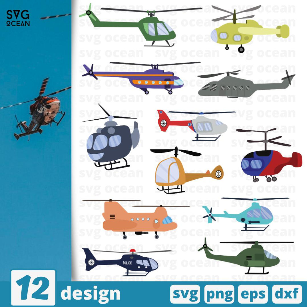 Helicopters SVG Cut Files - Free Download — svgocean