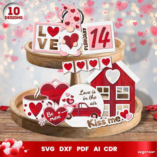 3D Valentines Day Tiered Tray SVG Bundle - svgocean