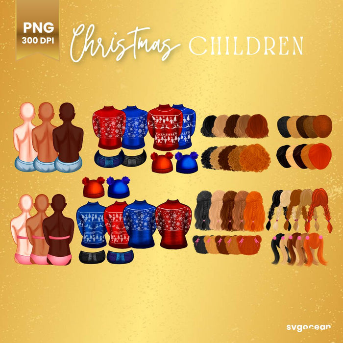 Christmas Parents & Kids Family Clipart Bundle - Svg Ocean
