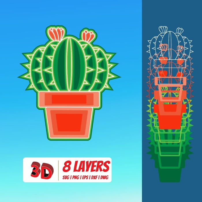3D Cactus SVG Cut File