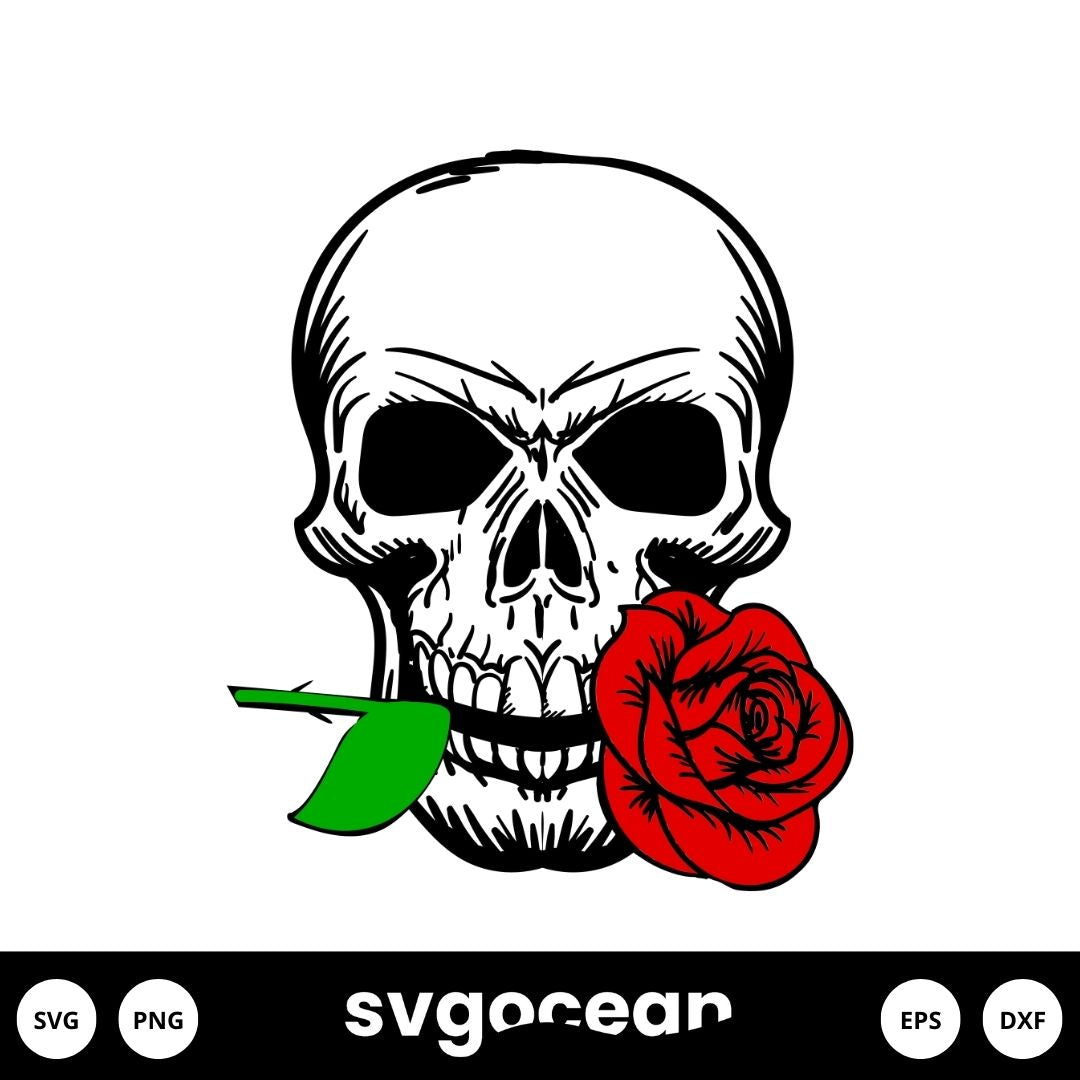 Skull With Roses Svg vector for instant download - Svg Ocean — svgocean