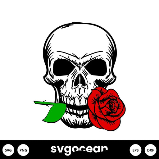 Skull With Roses Svg - Svg Ocean