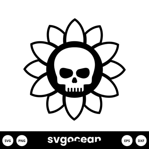 Skull With Flowers Svg - Svg Ocean